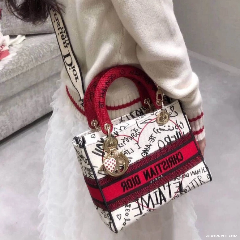 Cheap Medium Dioramour Canvas White Bag Lady Motif D-lite Graffiti 0812 Luxury